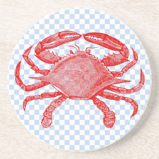Summertime Seafood Crab Picnic Coasters (Front)