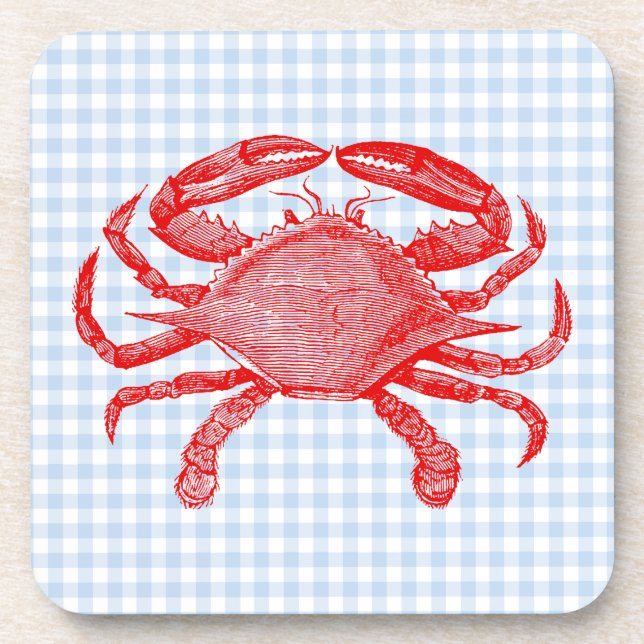 Summertime Seafood Crab Picnic Coasters (Front)