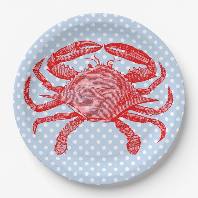 Summertime Seafood Crab Picnic Paper Plate (Front)