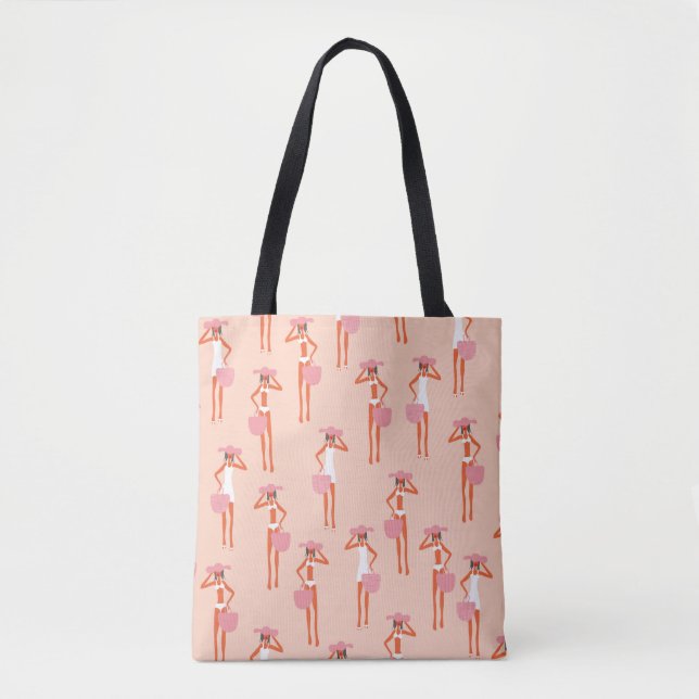 Summertime seamless pattern. Young beautiful woman Tote Bag (Front)