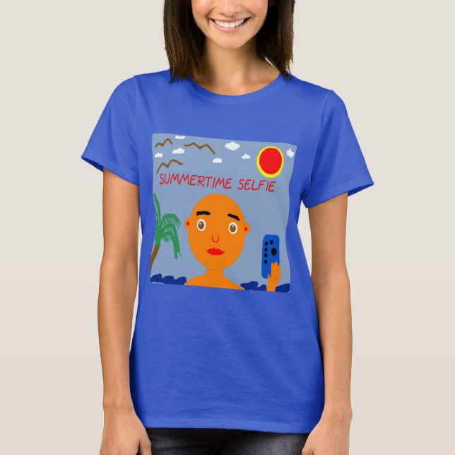 Summertime selfie design on Ladies Blue T-shirt (Front)