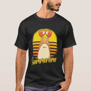 Summertime Snail Retro Sunset Beach Vacation Snail T-Shirt