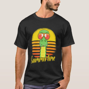 Summertime Snake Retro Sunset Beach Vacation Snake T-Shirt