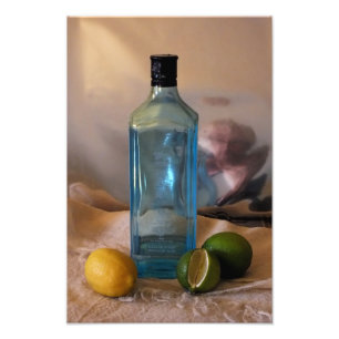 "Summertime" Still Life with Bottle and Citrus Photo Print