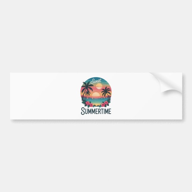 Summertime Summer Trip Beach Bumper Sticker (Front)