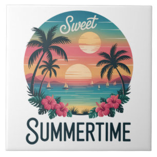 Summertime Summer Trip Beach Tile