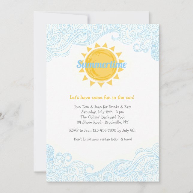 Summertime Sun Invitation (Front)