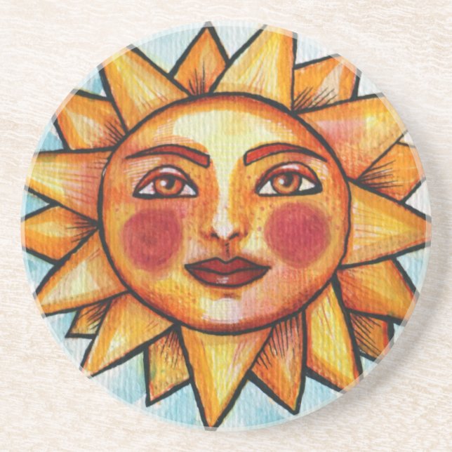 Summertime Sunshine Sun Face                       Coaster (Front)