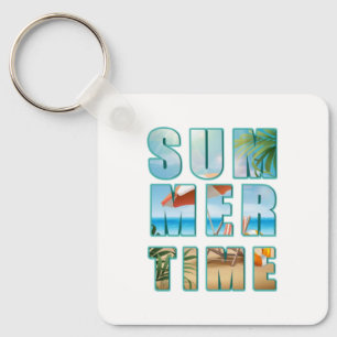 Summertime Text with Big Letters Beach-23430 Key Ring