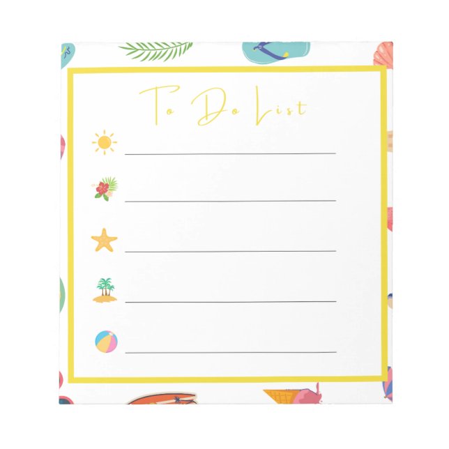 Summertime To Do List  Notepad (Front)