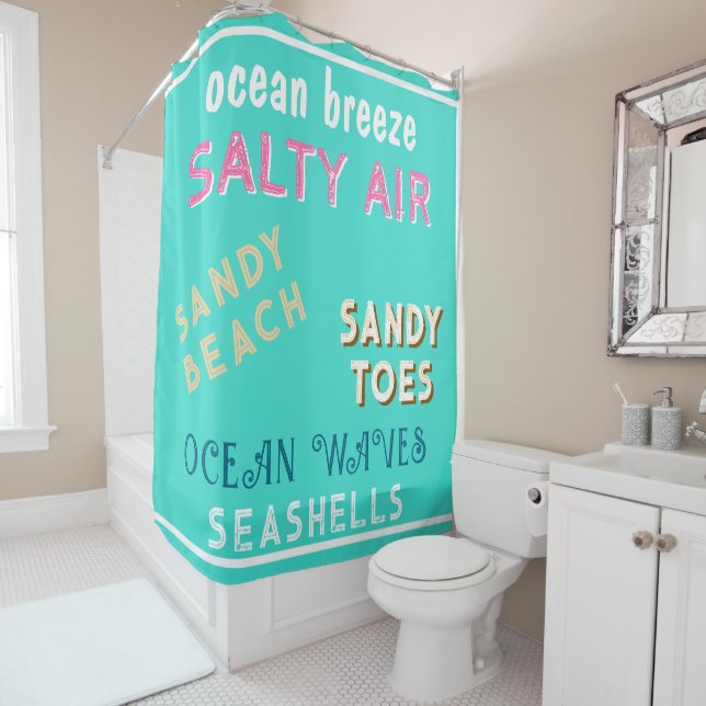 Summertime Turquoise Ocean Breeze Shower Curtain (In Situ)