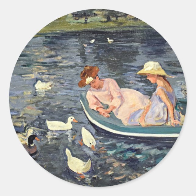 Summertime Two | Mary Cassatt Classic Round Sticker (Front)