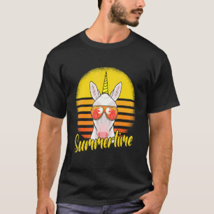 Summertime Unicorn Retro Sunset Beach Vacation Uni T-Shirt