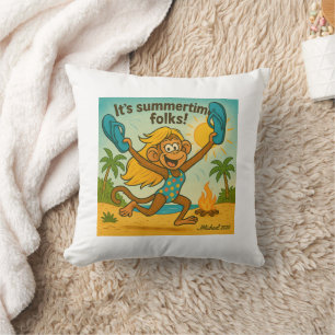 Summertime Vibes: Monkey with Flipflops Cushion