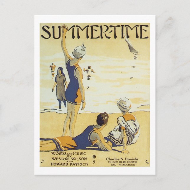 Summertime Vintage Songbook Cover Postcard (Front)