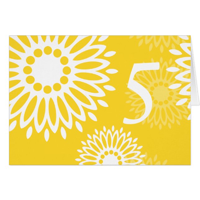 Summertime yellow flowers Table Number Card (Front Horizontal)