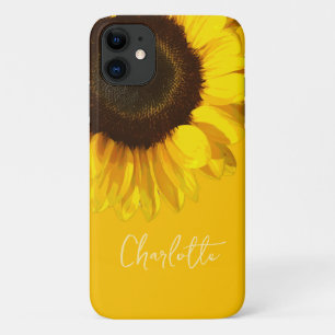 Summertime Yellow Sunflower Customisable Name  iPhone 11 Case