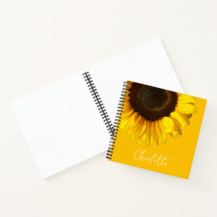 Summertime Yellow Sunflower Customizable Name    Notebook