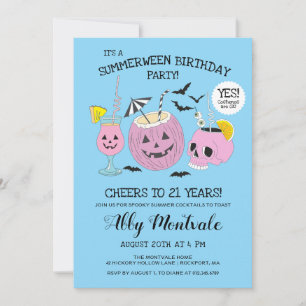Summerween 21st Birthday Cocktail Party Invitation
