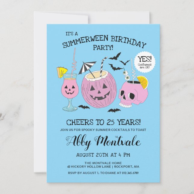 Summerween 25th Birthday Cocktail Party Invitation (Front)