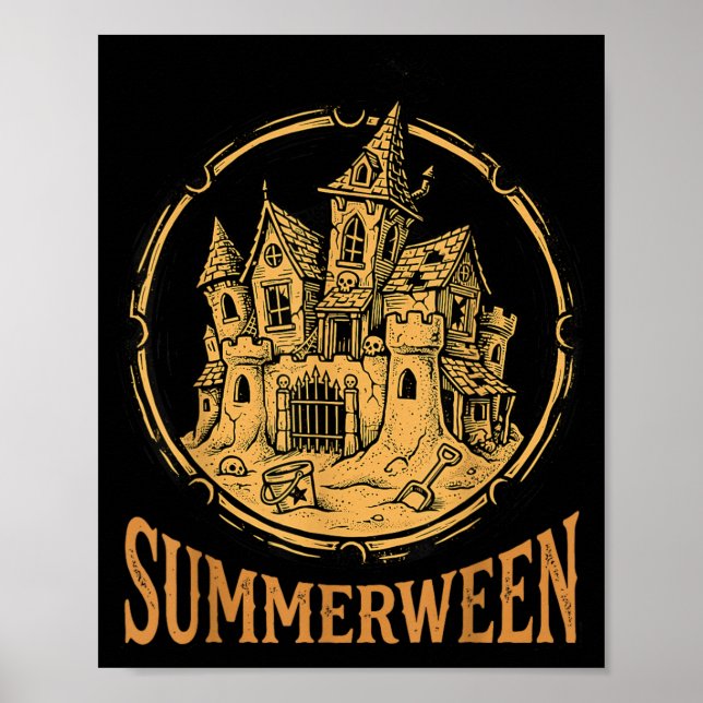 Summerween Art Haunted Sandcastle Poster (Front)