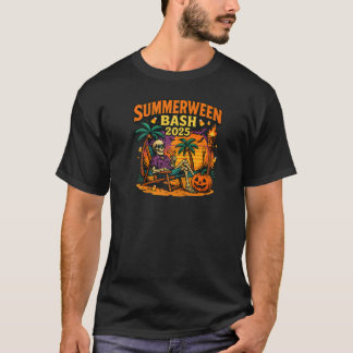 SummerWeen Bash 2025 Skeleton Beach Party Hallowee T-Shirt