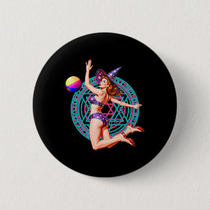 Summerween Beach Ll Pin-up Y Witch Halloween Magic 6 Cm Round Badge