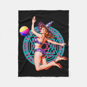 Summerween Beach Ll Pin-up Y Witch Halloween Magic Fleece Blanket