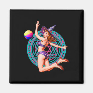 Summerween Beach Ll Pin-up Y Witch Halloween Magic Magnet