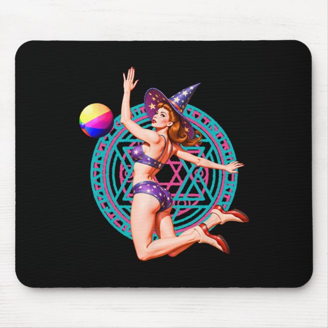 Summerween Beach Ll Pin-up Y Witch Halloween Magic Mouse Mat (Front)