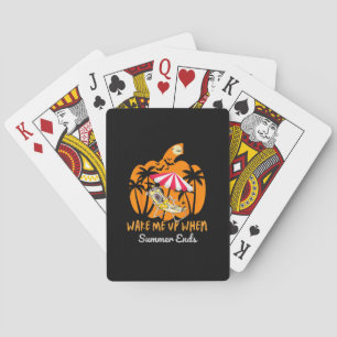 Summerween Beach Pumpkin Skeleton Funny Halloween Playing Cards