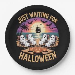 Summerween Beach Spooky Paper Plate