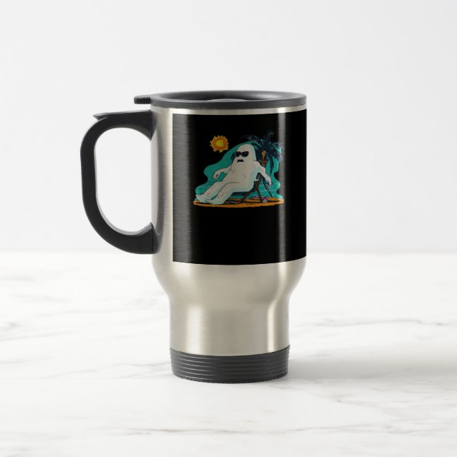Summerween - Chibi Sunbathing Oversized Travel Mug (Left)