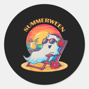 Summerween Cute Spooky Summer Ghost Halloween Love Classic Round Sticker