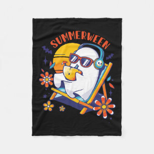 Summerween Cute Spooky Summer Ghost Halloween Love Fleece Blanket