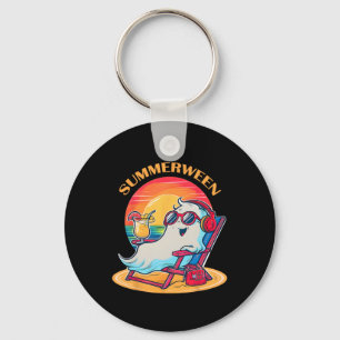 Summerween Cute Spooky Summer Ghost Halloween Love Key Ring