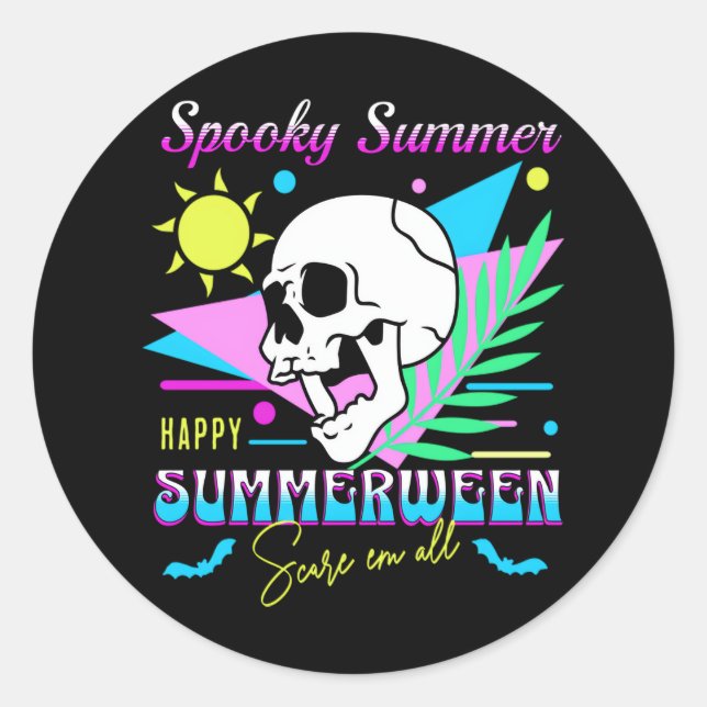 Summerween Funny Classic Round Sticker (Front)