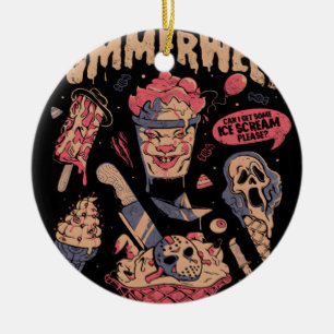 Summerween - Funny Goth Horror Movies Halloween Gi Ceramic Tree Decoration