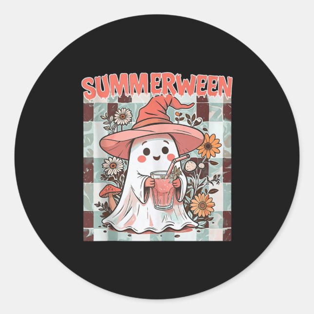 Summerween Funny Halloween Fall Trending Design Ta Classic Round Sticker (Front)