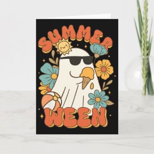 Summerween Ghost Ice Cream Cute Funny Halloween Be Card