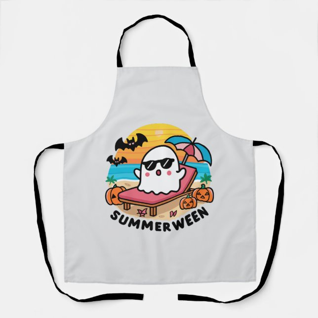 Summerween - ghost on sunbed apron (Front)