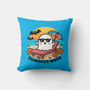 Summerween - ghost on sunbed cushion