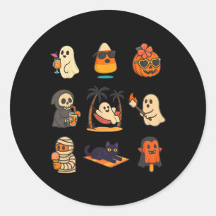Summerween Ghost Pumpkin Halloween Spooky Summer T Classic Round Sticker