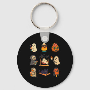 Summerween Ghost Pumpkin Halloween Spooky Summer T Key Ring