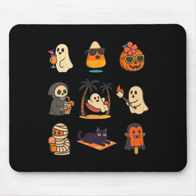 Summerween Ghost Pumpkin Halloween Spooky Summer T Mouse Mat (Front)