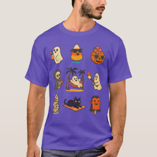 Summerween Ghost Pumpkin Halloween Spooky Summer T T-Shirt