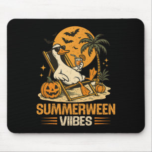 Summerween Goose Spooky Halloween Pumpkin Beach Su Mouse Mat