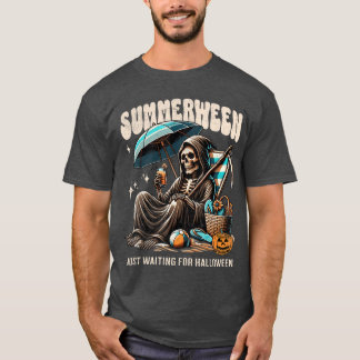 Summerween Grim Reaper Skeleton Summer Vibes Hallo T-Shirt
