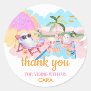 Summerween Halloween Pool Birthday Classic Round Sticker