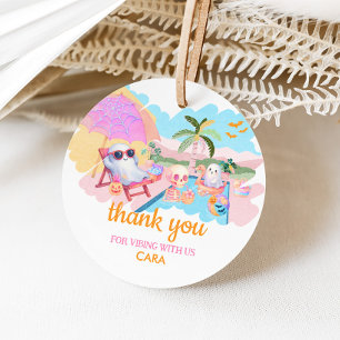 Summerween Halloween Pool Birthday Round Favour Tags
